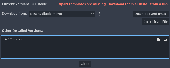 Select install from file